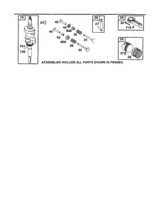Crankshaft Diagram and Parts List for 422700-422799 2107- 2281- 2500 Briggs and Stratton Engine